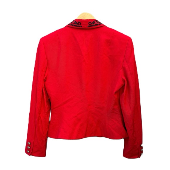 Rare Vintage Hairston Roberson Red Wool Embroidered Floral Blazer Suit Jacket - Picture 2 of 11
